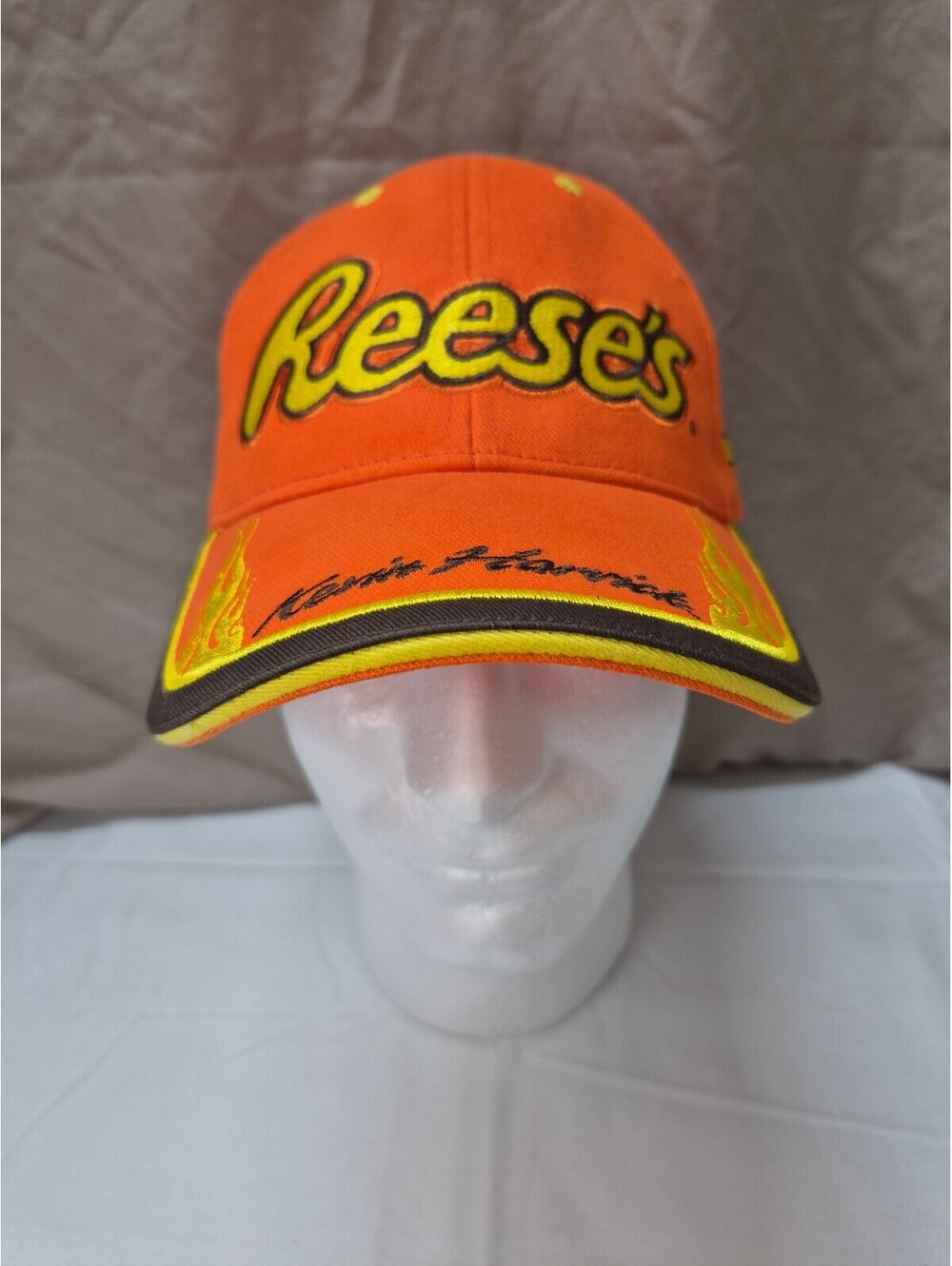 Reese's Kevin Harvick #21 Orange Racing Cap w/ Flame Design and Adjustable J150